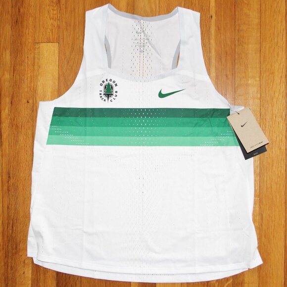 Nike Dri-Fit ADV Oregon Track Club Singlet Womens L White Green OTC - Picture 1 of 6